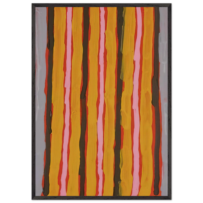 Ceremonial Floor Paint - 2001 - Clifford Possum Tjapaltjarri 70x100 cm / 28x40 inches Framed Art Print – Black Wooden Frame