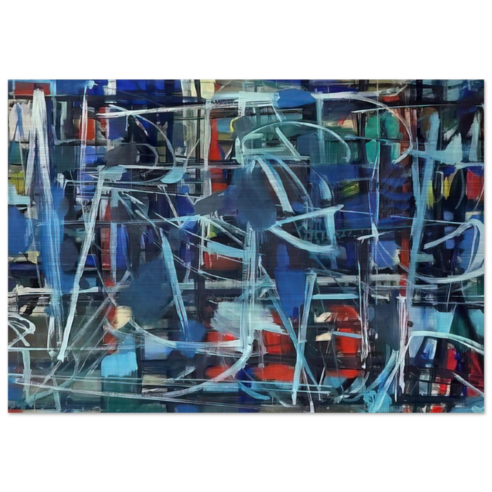 Abstract in Blue - 1950 - Robert Goodnough Brushed Aluminum Print - 70x100 cm / 28x40 inches | Robert Goodnough Aluminum Print | Robert Goodnough Prints