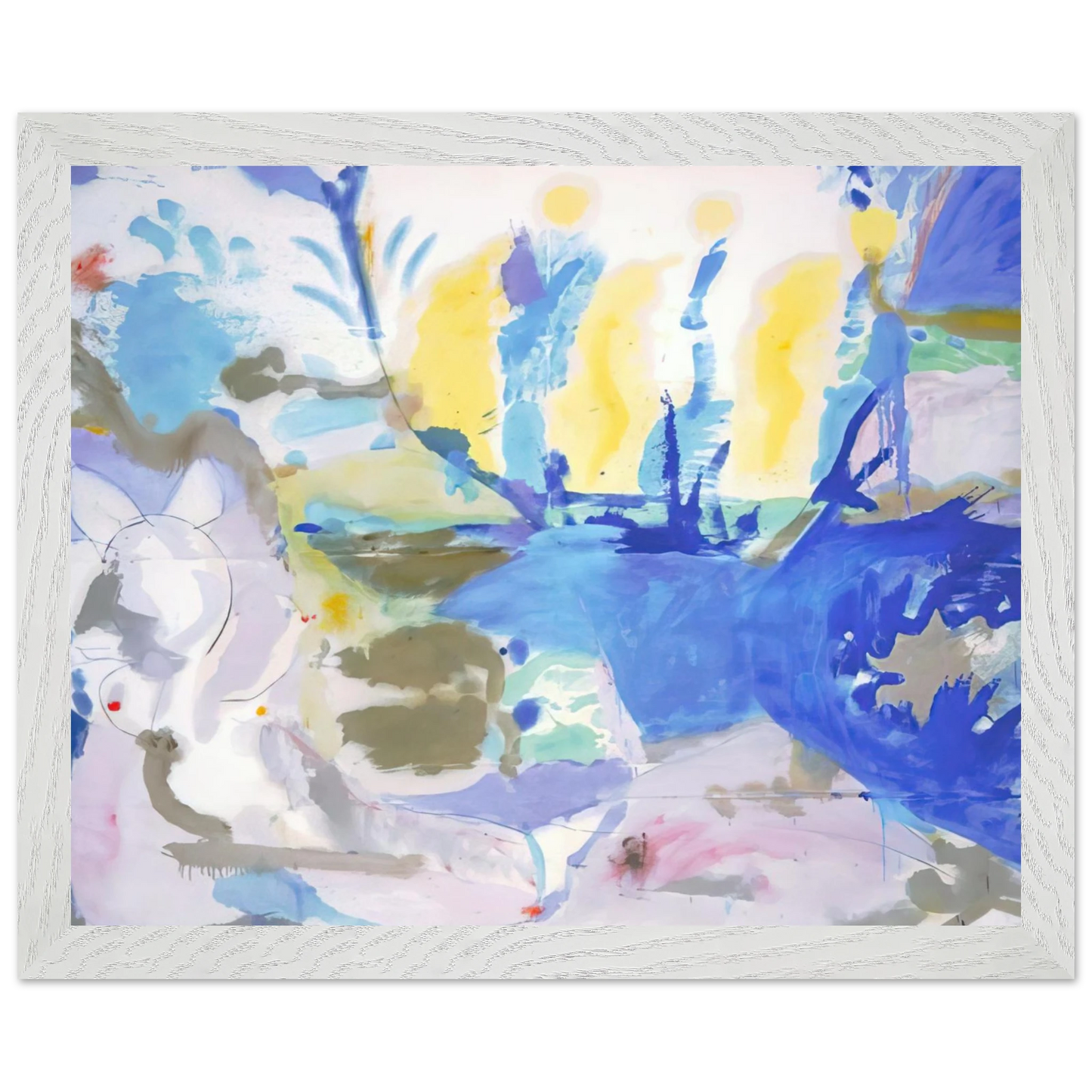 Helen Frankenthaler - Basque Beach - 1958 Wall art - 70x100 cm / 28x40 inches - Premium Wooden Framed Poster With Fine Art Paper - White frame