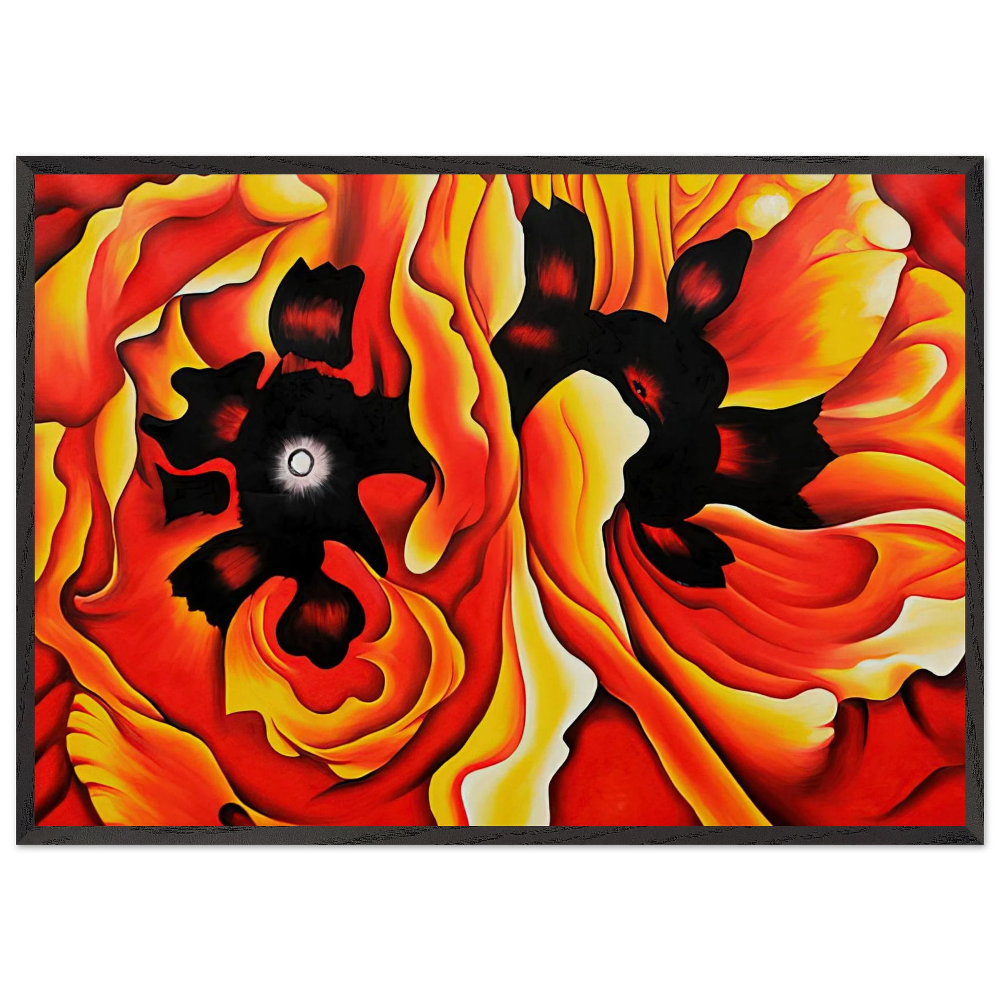 Oriental Poppies II - Georgia OKeeffe 70x100 cm / 28x40 inches Framed Art Print – Black Wooden Frame