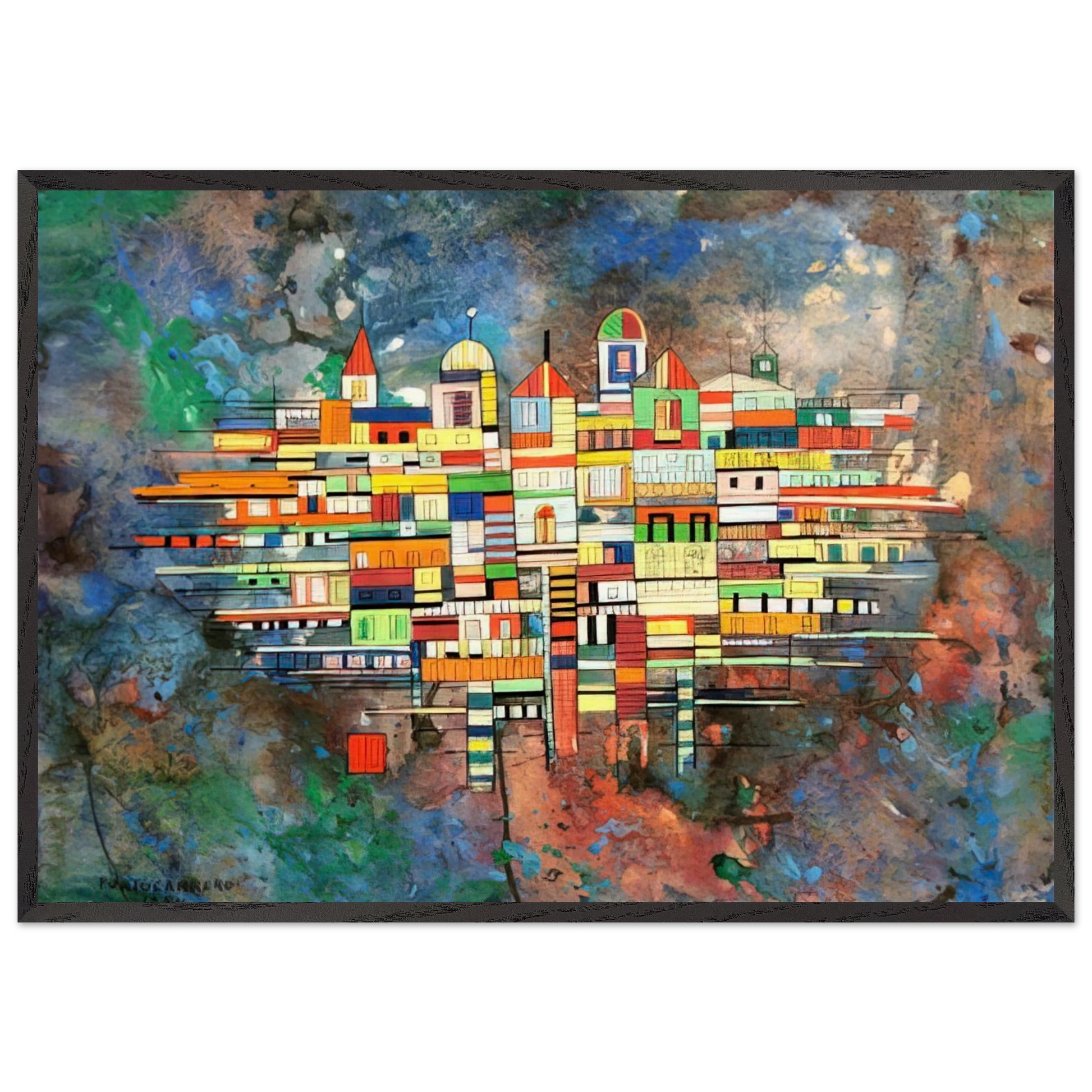 CITY 1954 - Rene Portocarrero Framed Art Print – Black Wooden Frame - Default Title - -Framed Art Print