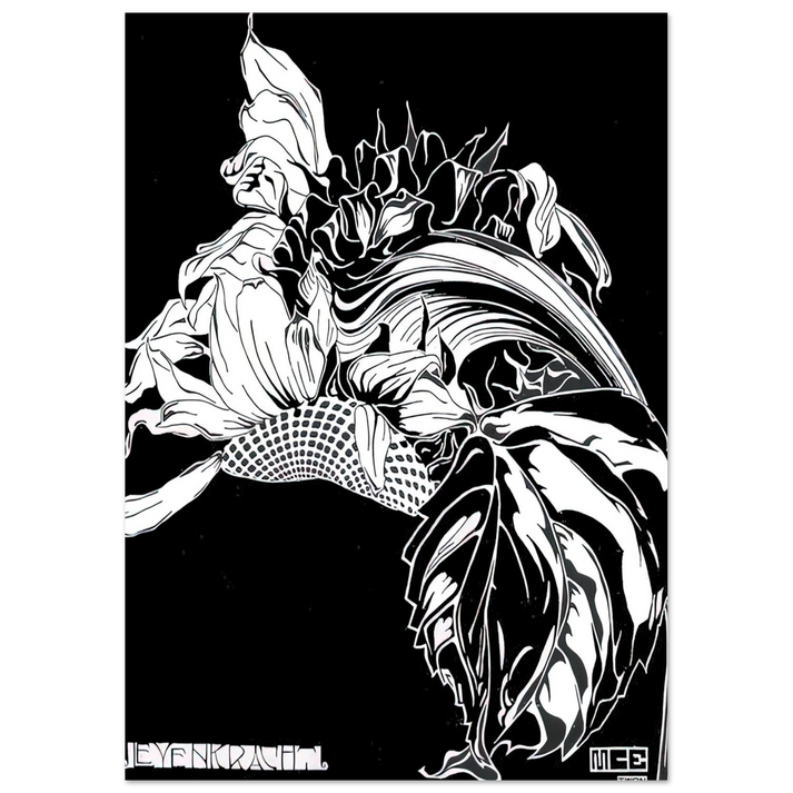 MC Escher - LIFE FORCE Wall Art - 21x29.7 cm / 8x12" - Premium Wooden Framed Poster With Fine Art Paper - Wood frame
