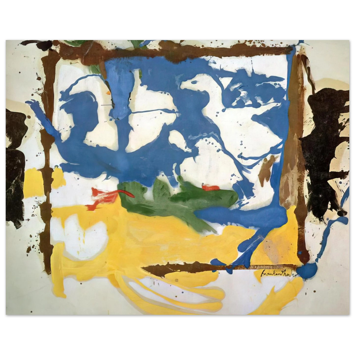 Helen Frankenthaler - Swan Lake #2 - 1961 Wall art - 13x18 cm / 5x7 inches - Premium Wooden Framed Poster With Fine Art Paper - Black frame