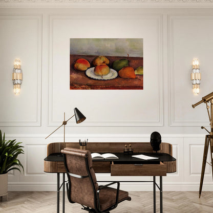 Still Life Plate and Fruit - Paul Cézanne Brushed Aluminum Print - 70x100 cm / 28x40 inches | Paul Cézanne Aluminum Print | Paul Cézanne Prints