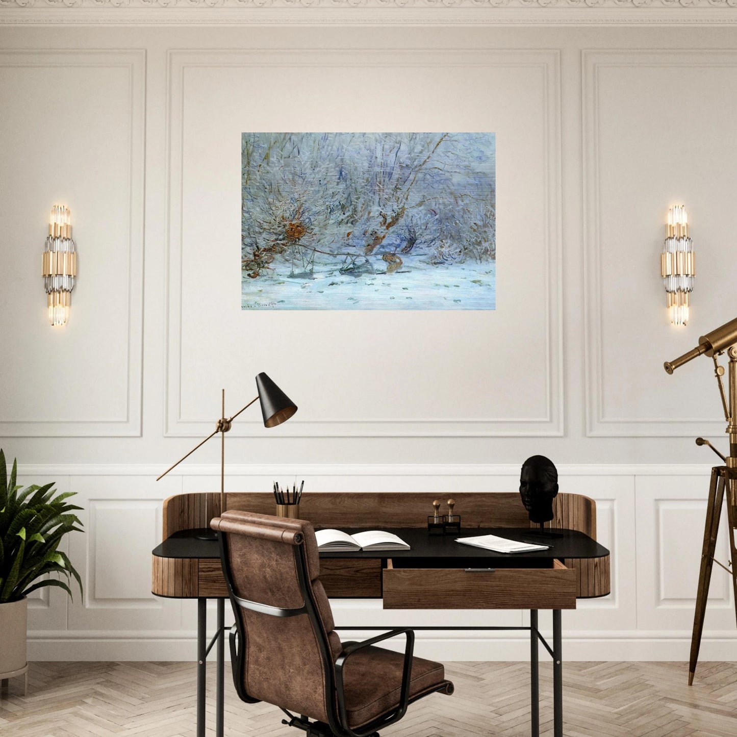 The Frost - claude monet Brushed Aluminum Print - 70x100 cm / 28x40 inches | claude monet Aluminum Print | claude monet Prints