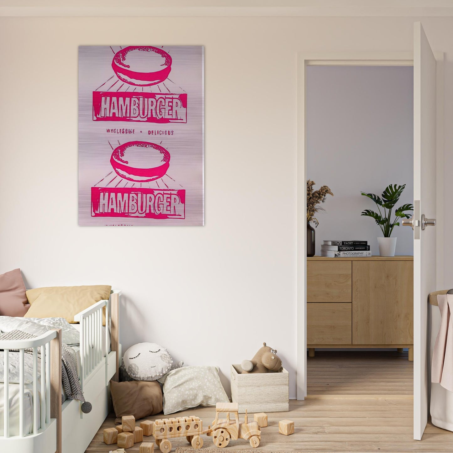 Double Hamburger - Andy Warhol Brushed Aluminum Print - 70x100 cm / 28x40 inches | Andy Warhol Aluminum Print | Andy Warhol Prints