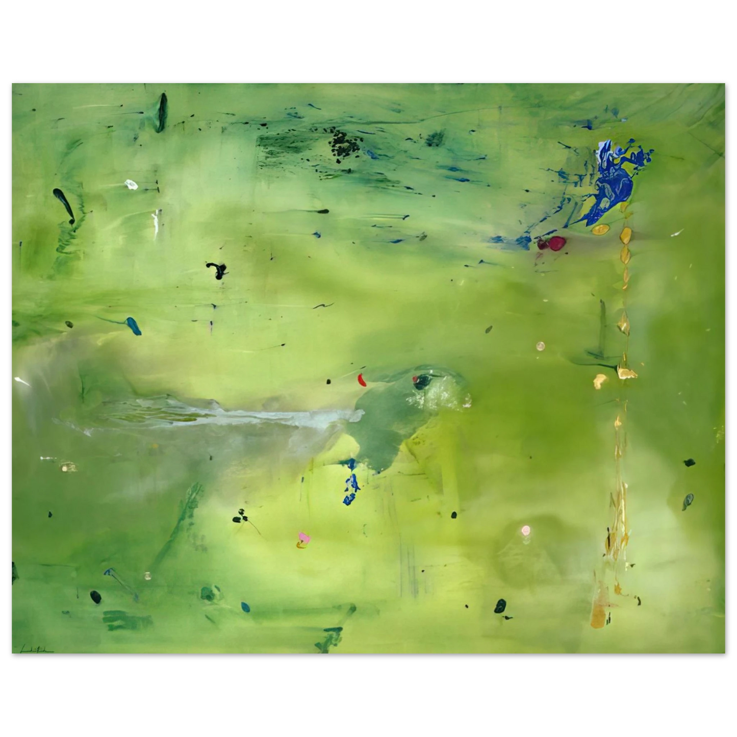 Helen Frankenthaler - A Green Thought in a Green Shade - 1981 Wall art - 27x35 cm / 11x14 Inches - Premium Wooden Framed Poster With Fine Art Paper - Black frame