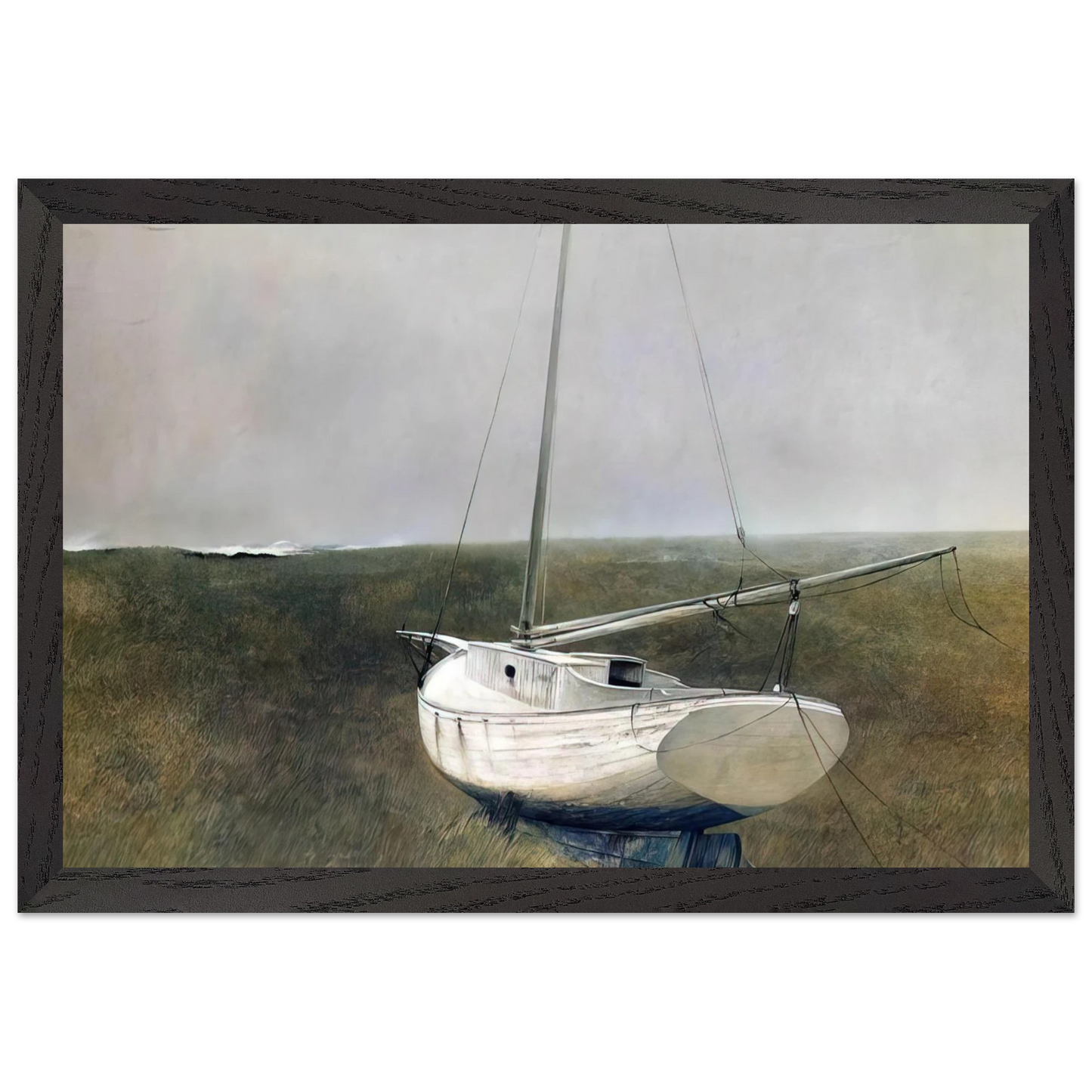 Andrew Wyeth - BELOW DOVER 1950 Wall Art - 21x29.7 cm / 8x12" - Premium Wooden Framed Poster With Fine Art Paper - Wood frame