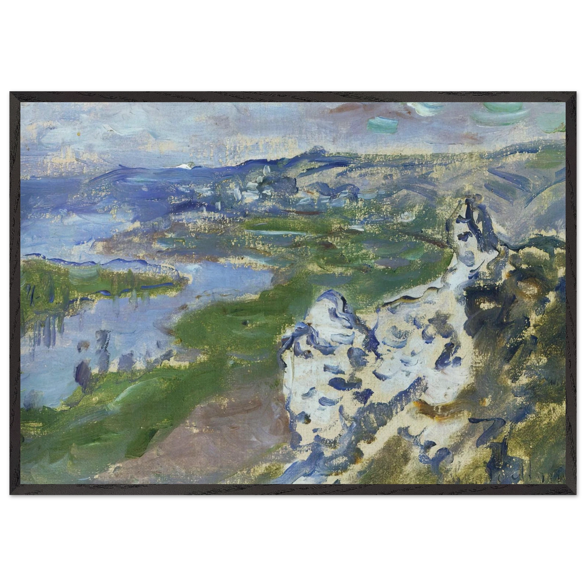 The Seine seen from the heights Chantemesle - claude monet Framed Art Print – Black Wooden Frame - Default Title - -Framed Art Print