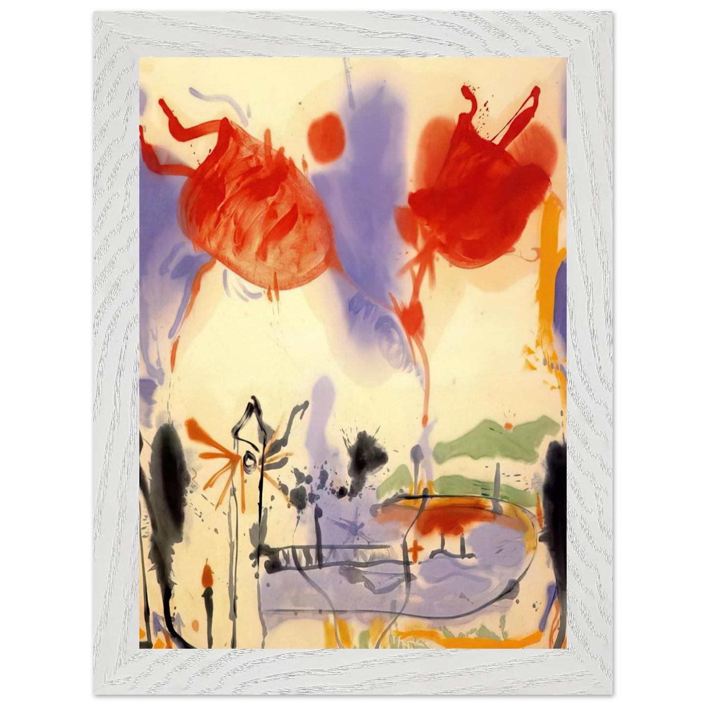 Helen Frankenthaler - Round Trip - 1957 Wall art - 45x60 cm / 18x24 inches - Premium Wooden Framed Poster With Fine Art Paper - White frame