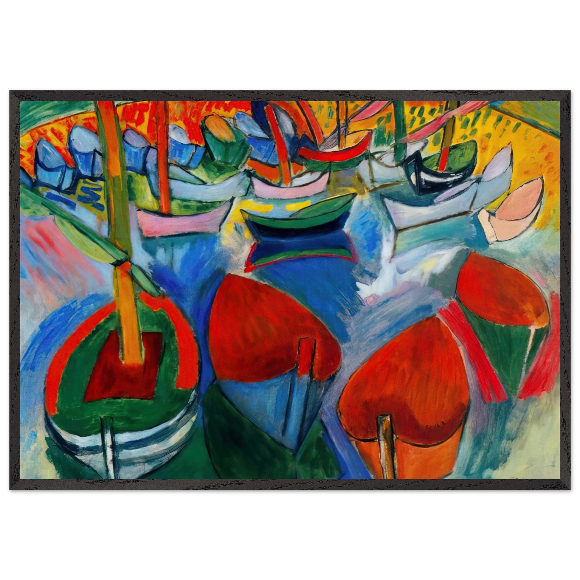 BOATS AT MARTIGUES 1908 - Raoul Dufy Framed Art Print – Black Wooden Frame - Default Title - -Framed Art Print