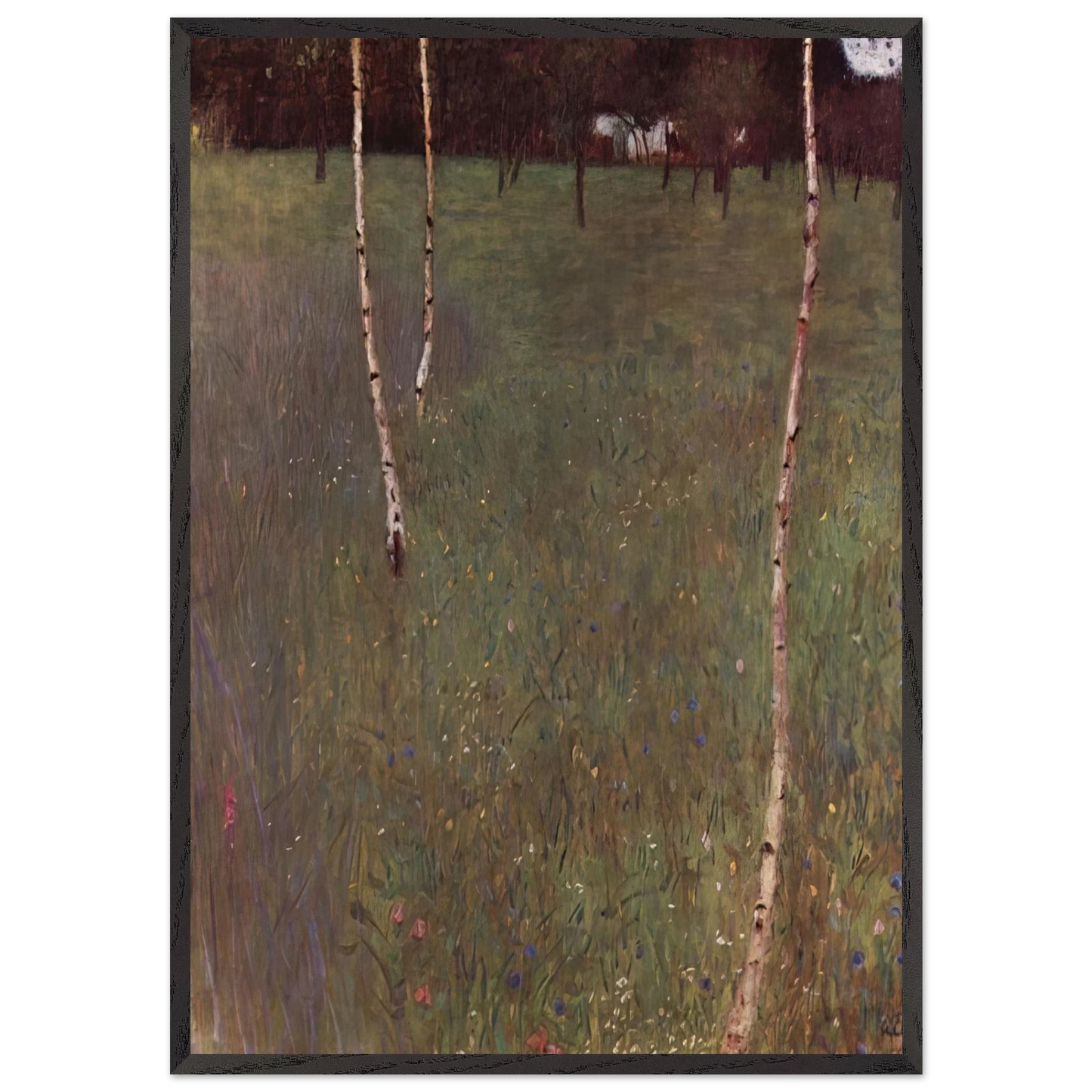 FARMHOUSES WITH BIRCH TREES - Gustav Klimt Framed Art Print – Black Wooden Frame - Default Title - -Framed Art Print