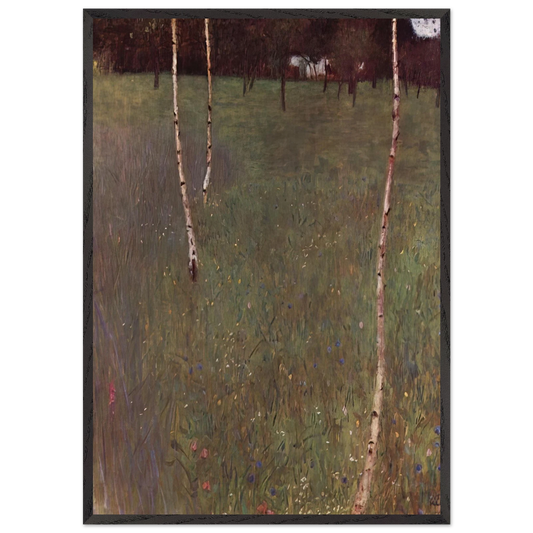 FARMHOUSES WITH BIRCH TREES - Gustav Klimt Framed Art Print – Black Wooden Frame - Default Title - -Framed Art Print
