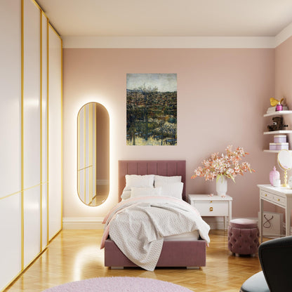 BENCHES AT MONTMAGNY VAL D OISE - Maurice Utrillo Brushed Aluminum Print - 70x100 cm / 28x40 inches | Maurice Utrillo Aluminum Print | Maurice Utrillo Prints