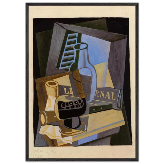 STILL LIFE IN FRONT OF THE WIINDOW 1922 - Juan Gris Framed Art Print – Black Wooden Frame - Default Title - -Framed Art Print