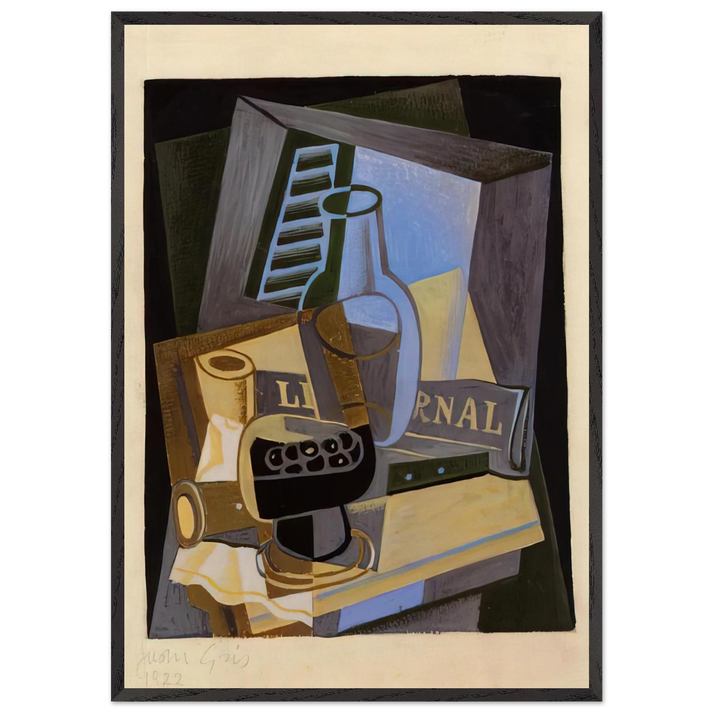 STILL LIFE IN FRONT OF THE WIINDOW 1922 - Juan Gris 70x100 cm / 28x40 inches Framed Art Print – Black Wooden Frame