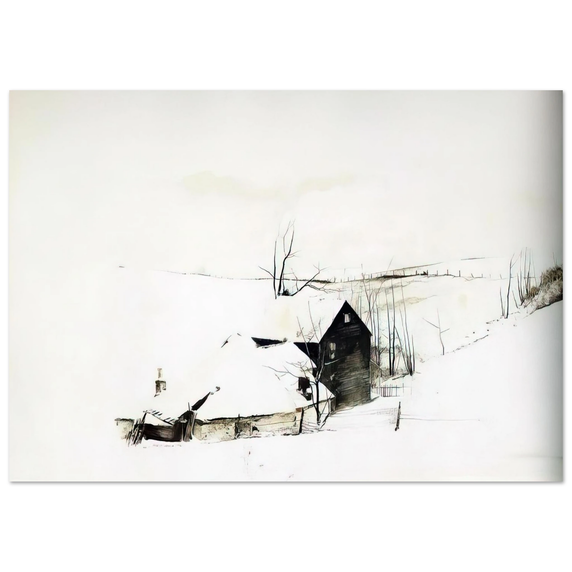 Andrew Wyeth - THE CORNER Wall Art - 60x80 cm / 24x32 inches - Premium Wooden Framed Poster With Fine Art Paper - Black frame