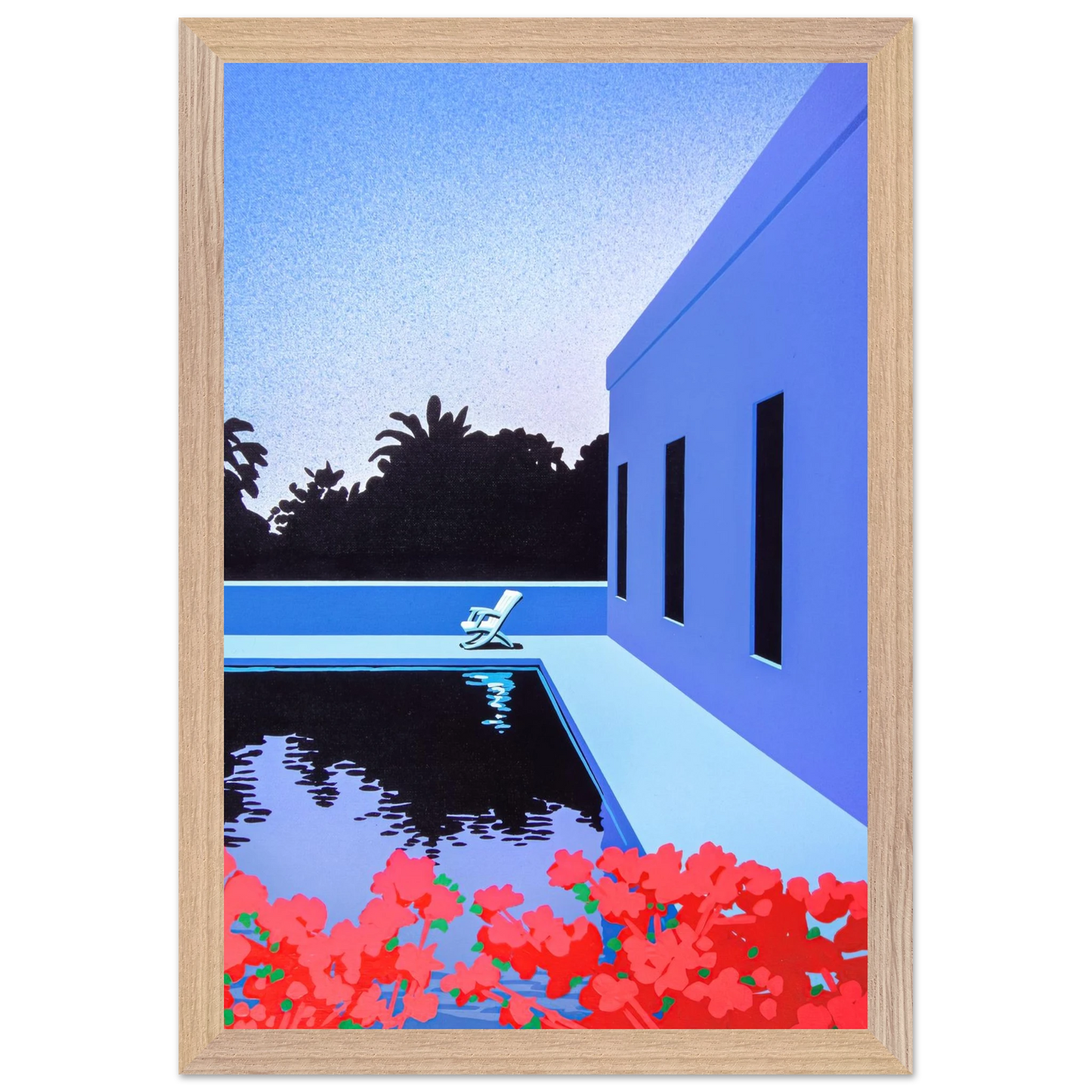 Hiroshi Nagai - Longs for Summer Wall Art - 30x40 cm / 12x16 inches - Premium Wooden Framed Poster With Fine Art Paper - Black frame