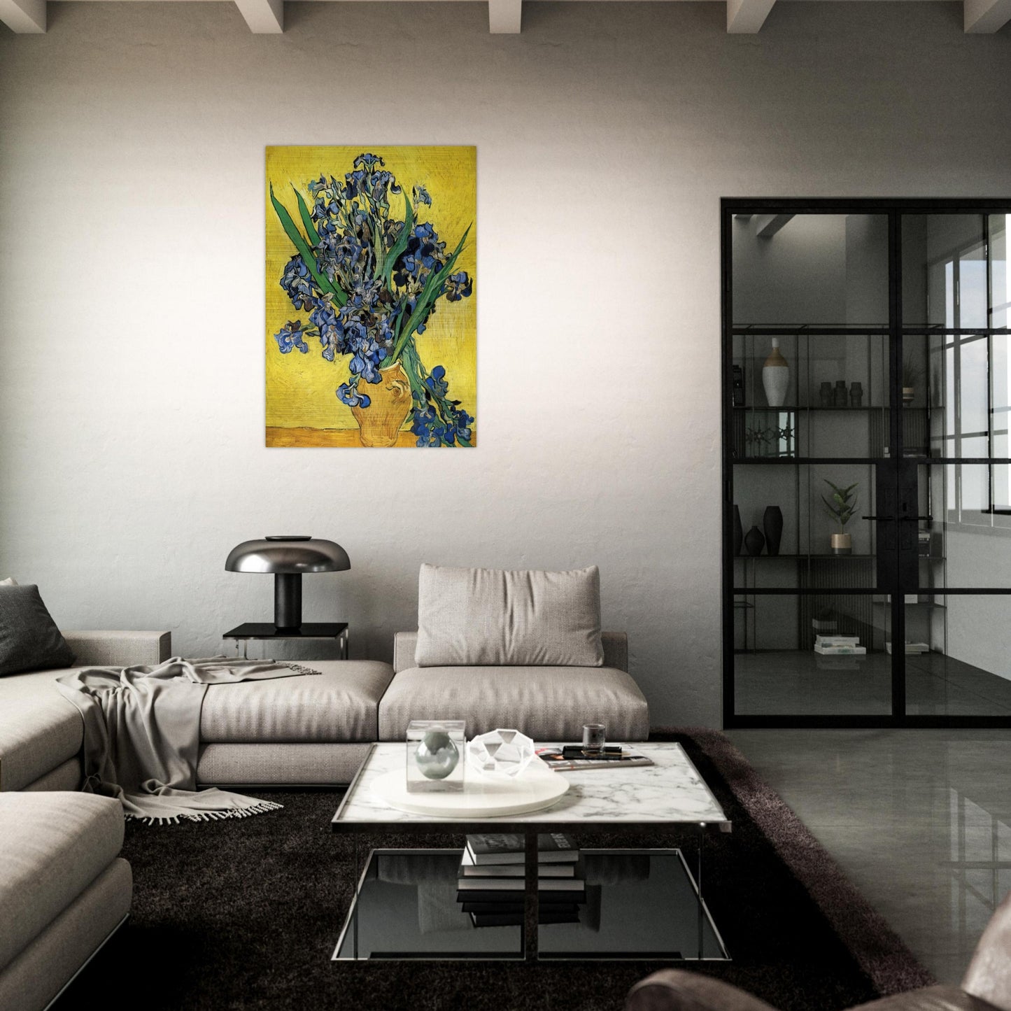 Still Life with Irises - Vincent van Gogh Brushed Aluminum Print - 70x100 cm / 28x40 inches | Vincent van Gogh Aluminum Print | Vincent van Gogh Prints