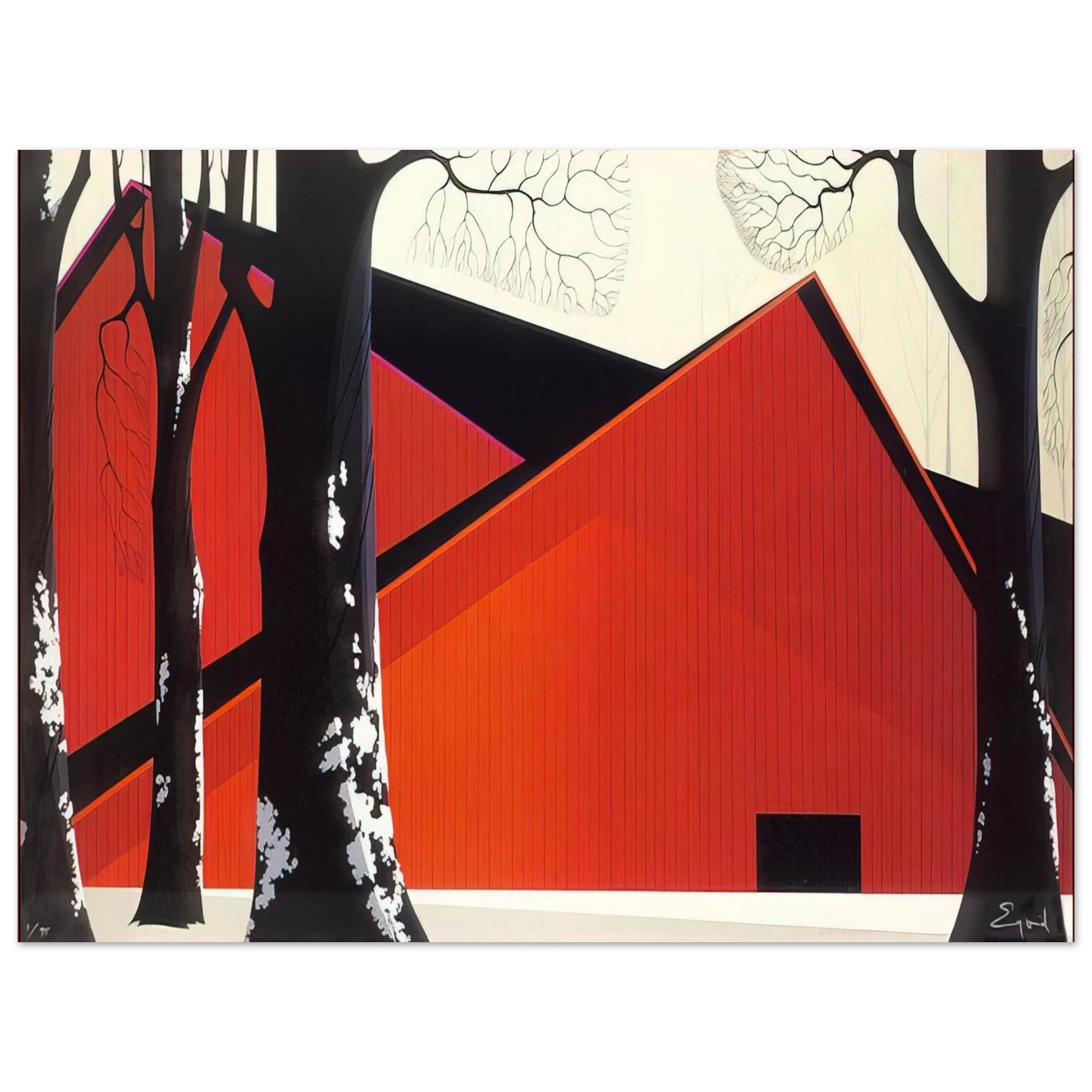 Eyvind Earle - The Great Red Barn Fine Art Poster - Default Title