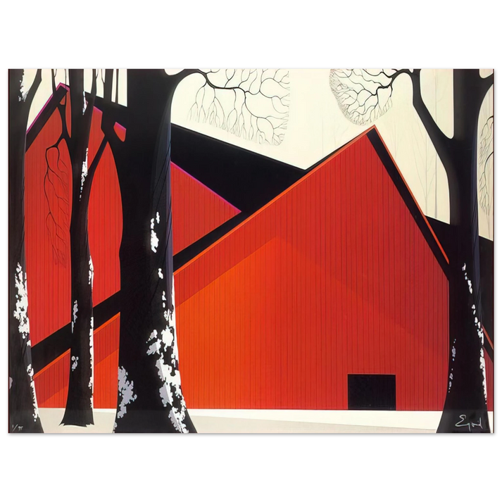 Eyvind Earle - The Great Red Barn  75x100 cm / 30x40inches Fine Art Poster