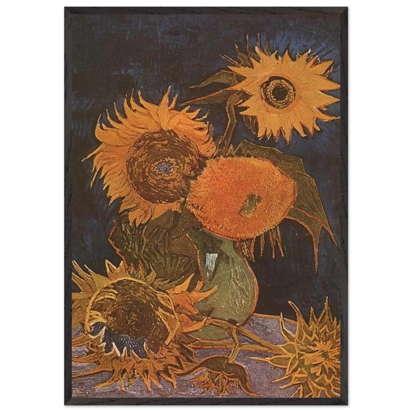 Still Life Vase with Five Sunflowers - Vincent van Gogh Framed Art Print – Black Wooden Frame - Default Title - -Framed Art Print
