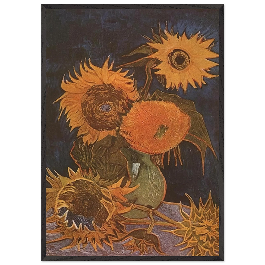 Still Life Vase with Five Sunflowers - Vincent van Gogh Framed Art Print – Black Wooden Frame - Default Title - -Framed Art Print