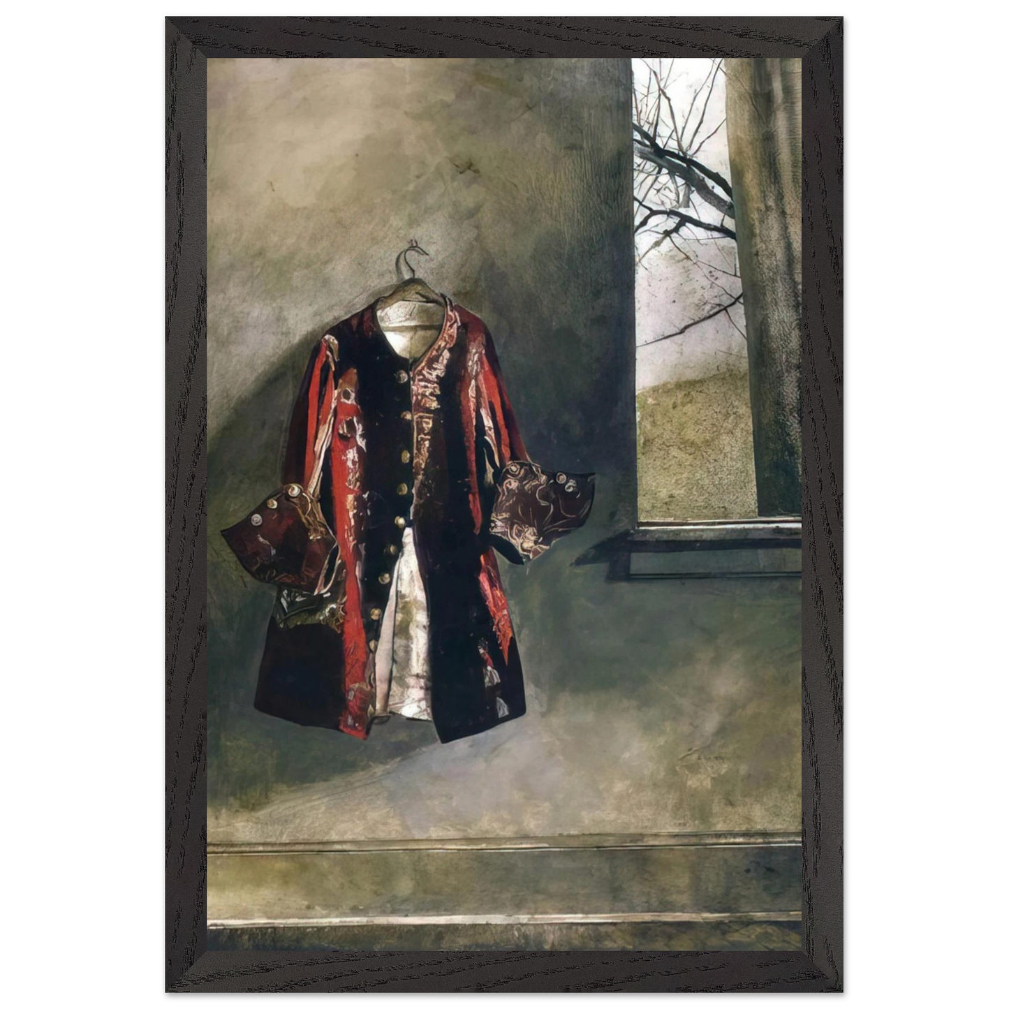 Andrew Wyeth - CURTAIN CALL Wall Art - 21x29.7 cm / 8x12" - Premium Wooden Framed Poster With Fine Art Paper - White frame