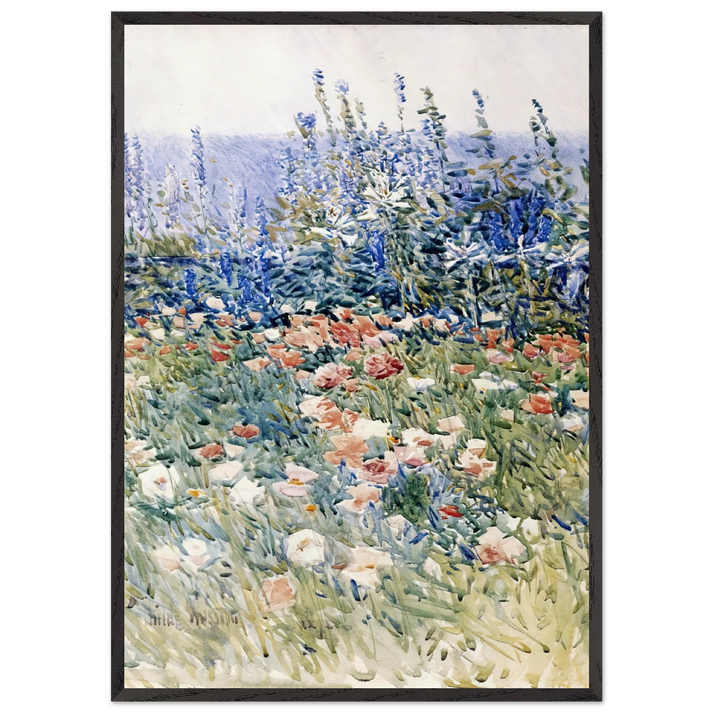 Flower Garden Isles of Shoals - Childe Hassam 70x100 cm / 28x40 inches Framed Art Print – Black Wooden Frame