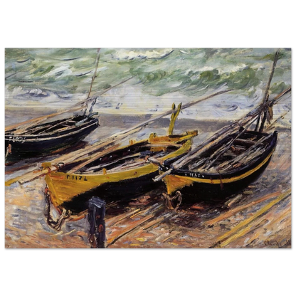 Three Fishing Boats - claude monet Brushed Aluminum Print - 70x100 cm / 28x40 inches | claude monet Aluminum Print | claude monet Prints