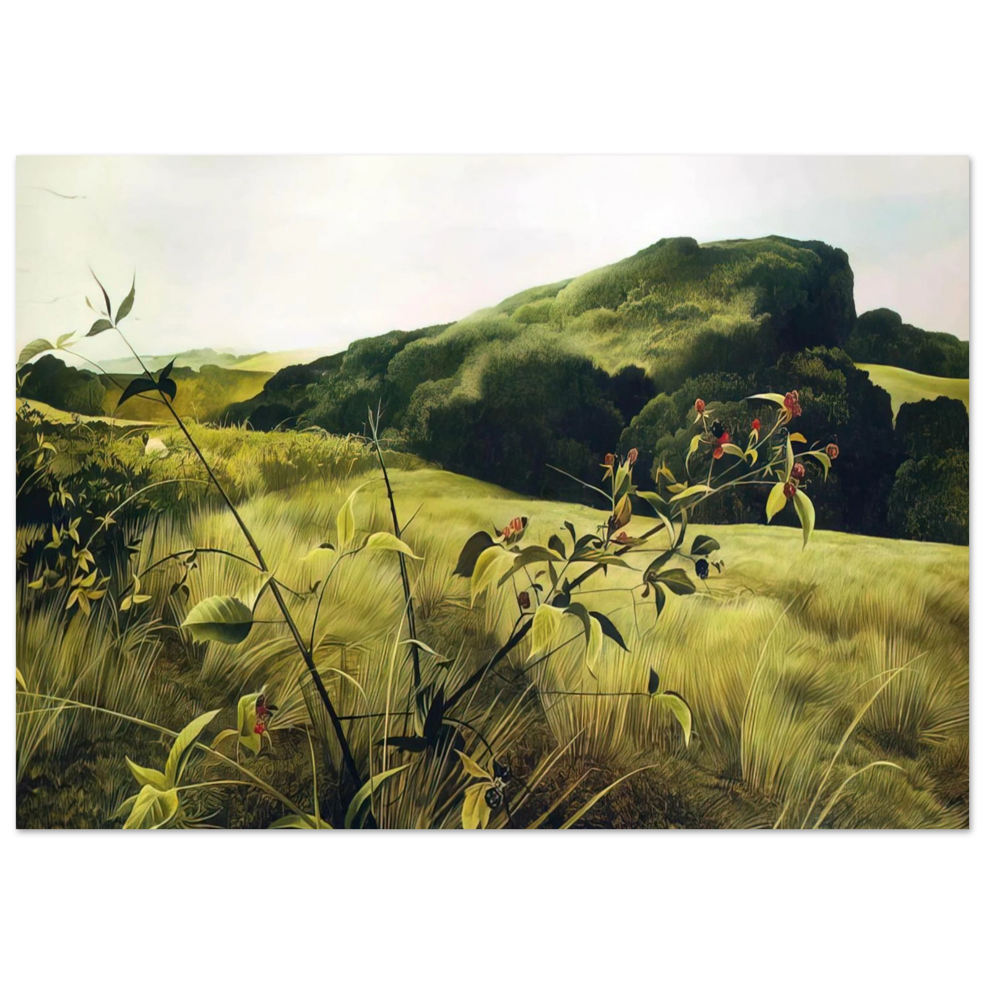 Andrew Wyeth - BLACKBERRY PICKER Wall Art - 21x29.7 cm / 8x12" - Premium Wooden Framed Poster With Fine Art Paper - White frame