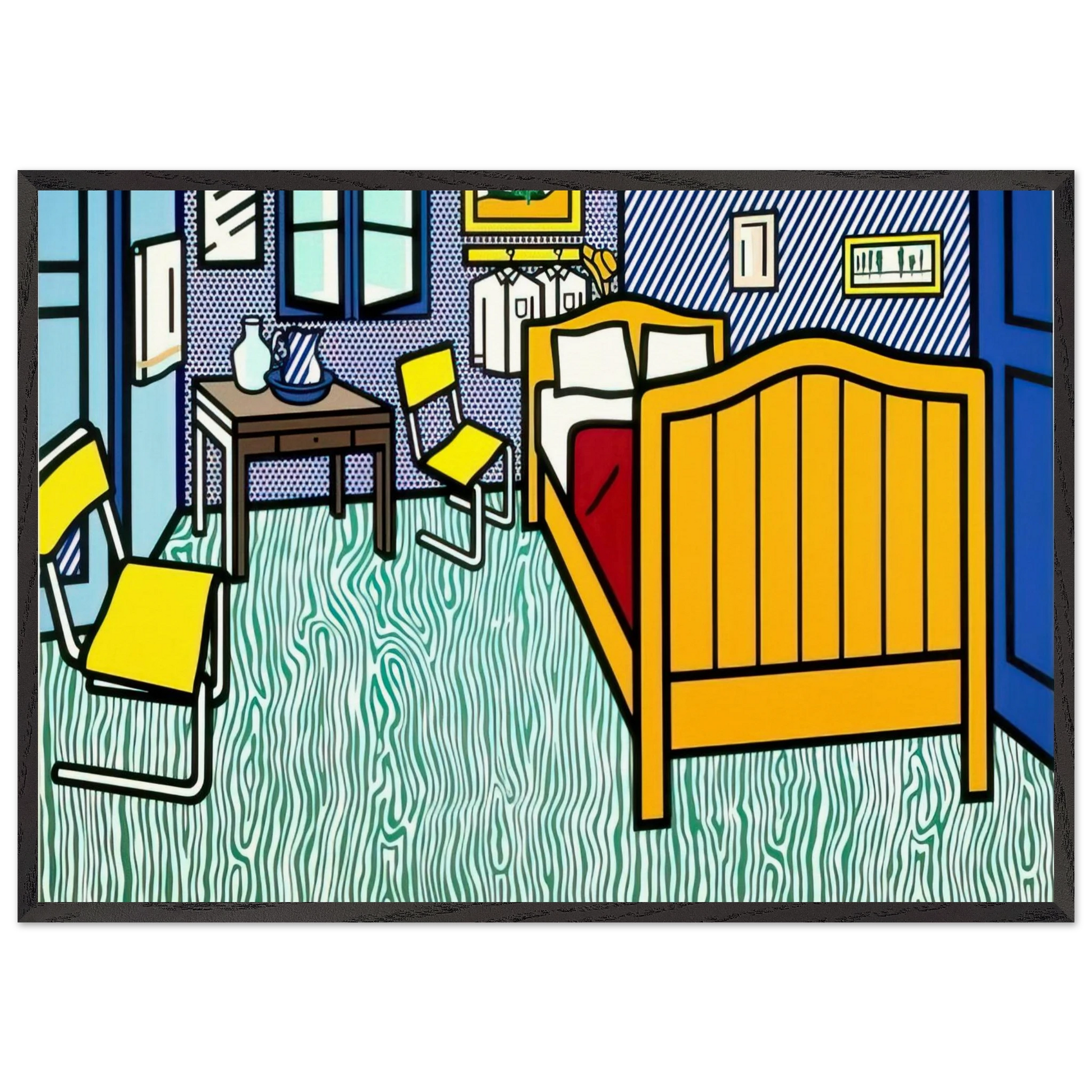 BEDROOM AT ARLES 1992 - Roy Lichtenstein Framed Art Print – Black Wooden Frame - Default Title - -Framed Art Print