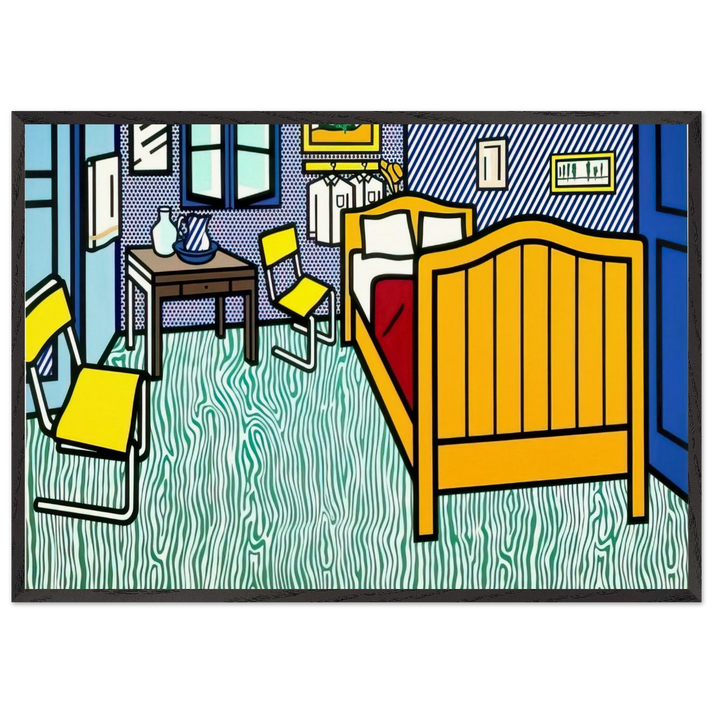 BEDROOM AT ARLES 1992 - Roy Lichtenstein 70x100 cm / 28x40 inches Framed Art Print – Black Wooden Frame
