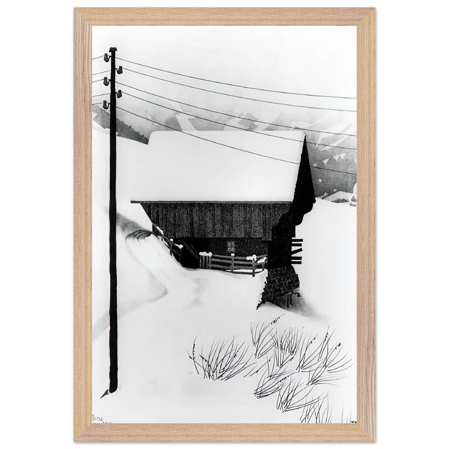 MC Escher - SNOW Wall Art - 30x40 cm / 12x16 inches - Premium Wooden Framed Poster With Fine Art Paper - Wood frame