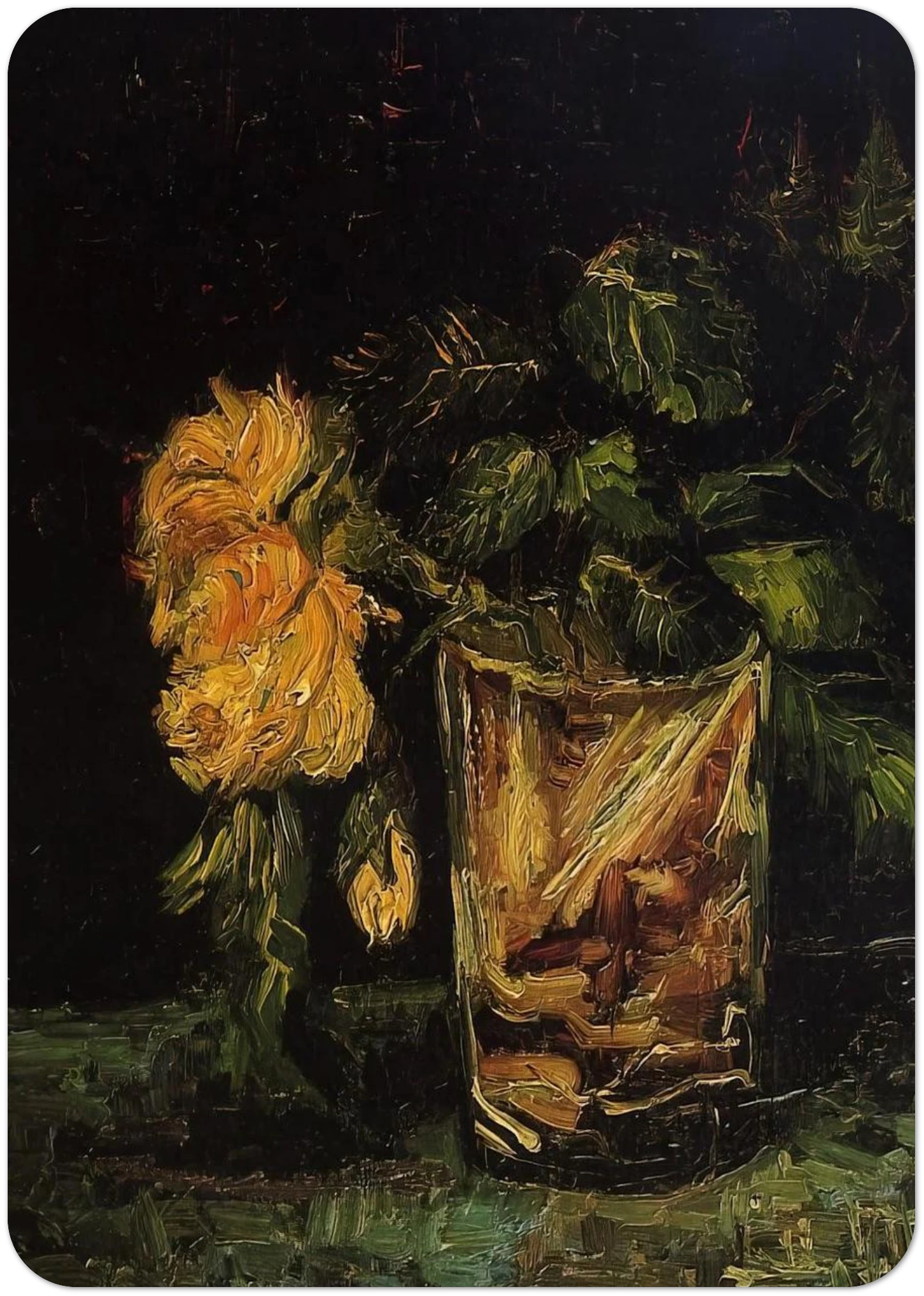 Glass with Roses By Vincent van Gogh Pack of 10 Post Cards | Vincent van Gogh Post Cards | A6 (10.5 x 14.8 cm) - 4.1 x 5.8 inches