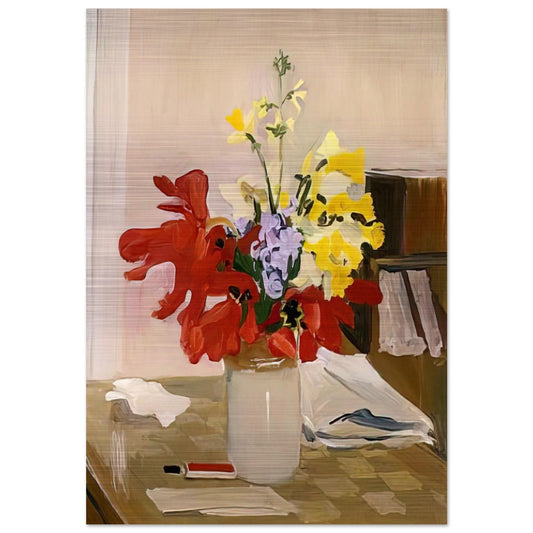 ANEMONE AND DAFFODIL 1965 - Fairfield Porter Brushed Aluminum Print - 70x100 cm / 28x40 inches | Fairfield Porter Aluminum Print | Fairfield Porter Prints