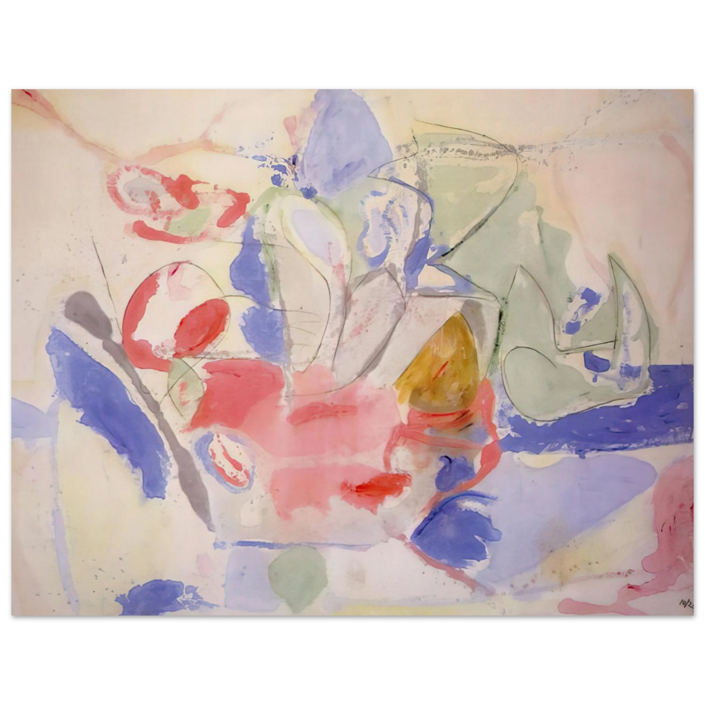 Helen Frankenthaler - Mountains and Sea - 1952 Wall art - 45x60 cm / 18x24 Inches - Premium Wooden Framed Poster With Fine Art Paper - Wood frame