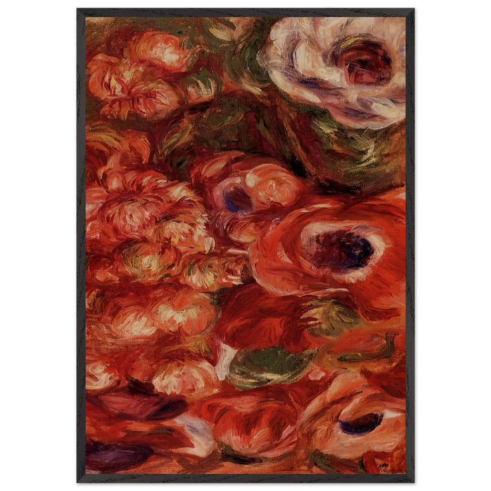 Anemonies - Pierre-Auguste Renoir 70x100 cm / 28x40 inches Framed Art Print – Black Wooden Frame