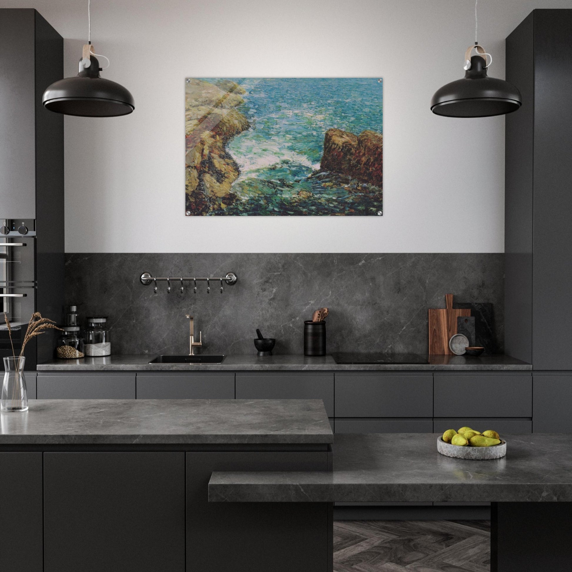 Surf and Rocks - Childe Hassam Acrylic Print - 70x100 cm / 28x40″ inches