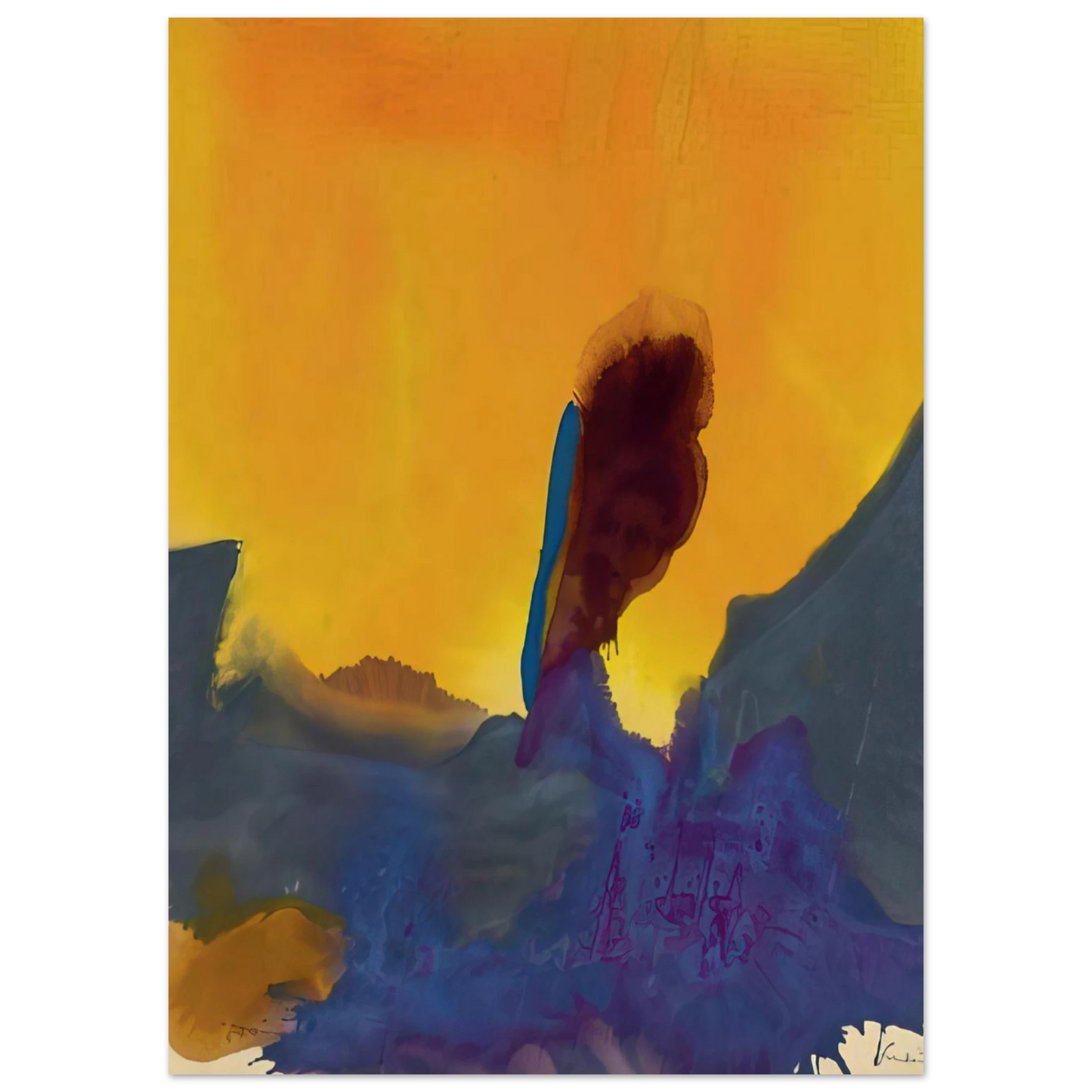 Helen Frankenthaler - Glow II - 1968 Wall art - A1 (59.4 x 84.1  cm) - Premium Wooden Framed Poster With Fine Art Paper - Black frame