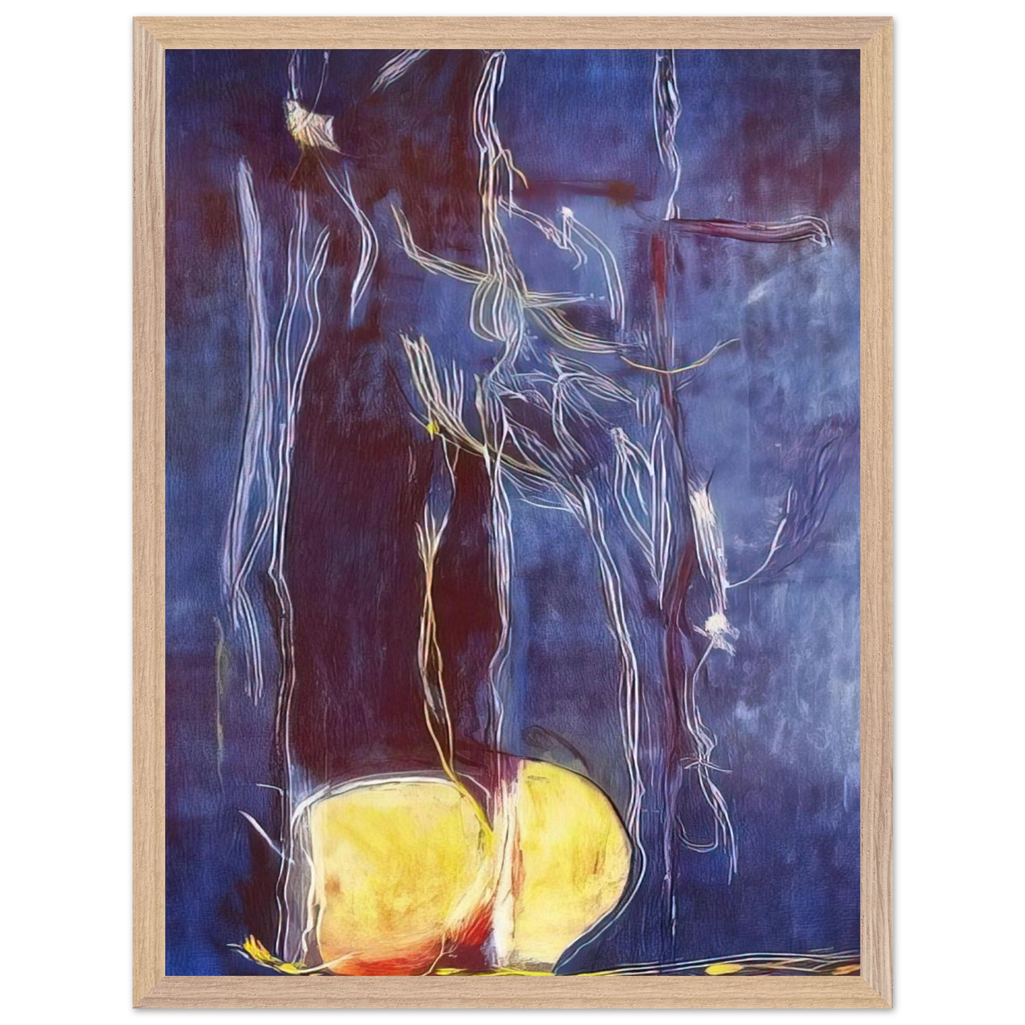 Helen Frankenthaler - All About Blue - 1994 Wall art - 40x50 cm / 16x20 inches - Premium Wooden Framed Poster With Fine Art Paper - White frame