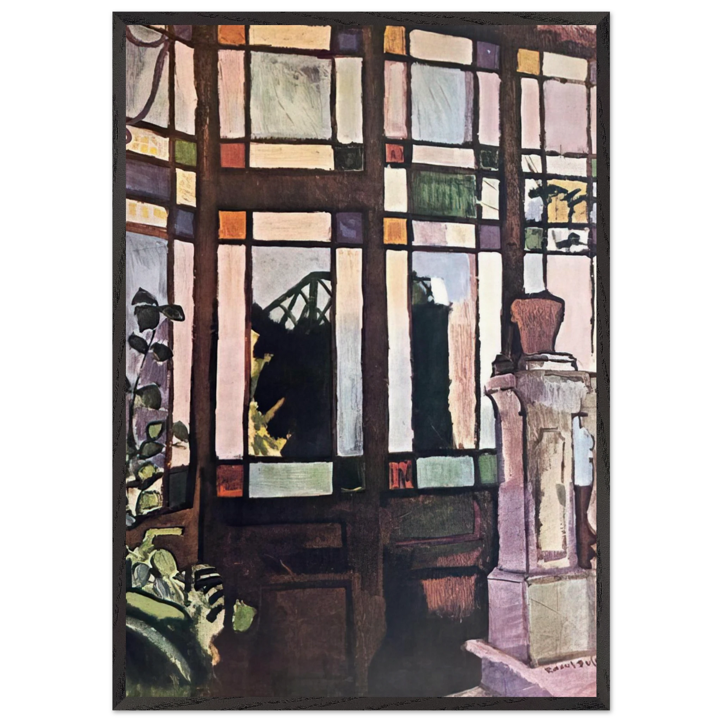 WINDOW WITH COLOURED GLASSES 1906 - Raoul Dufy Framed Art Print – Black Wooden Frame - Default Title - -Framed Art Print