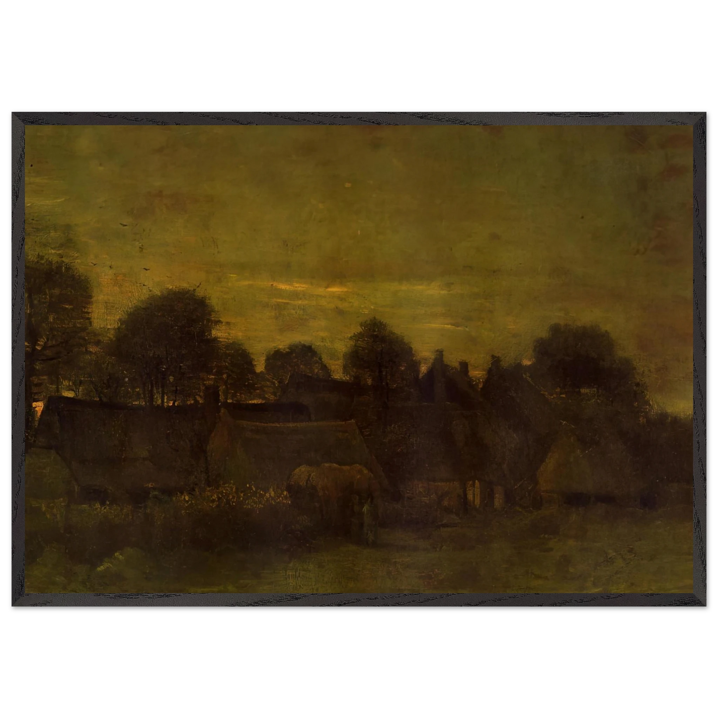Village at sunset - Vincent van Gogh Framed Art Print – Black Wooden Frame - Default Title - -Framed Art Print