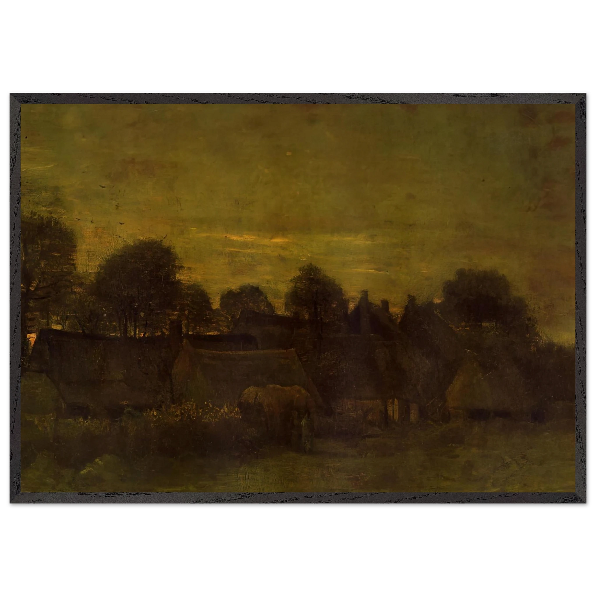 Village at sunset - Vincent van Gogh Framed Art Print – Black Wooden Frame - Default Title - -Framed Art Print