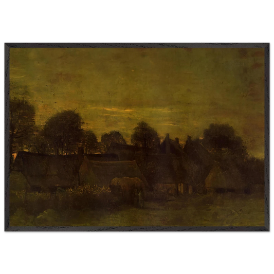 Village at sunset - Vincent van Gogh Framed Art Print – Black Wooden Frame - Default Title - -Framed Art Print