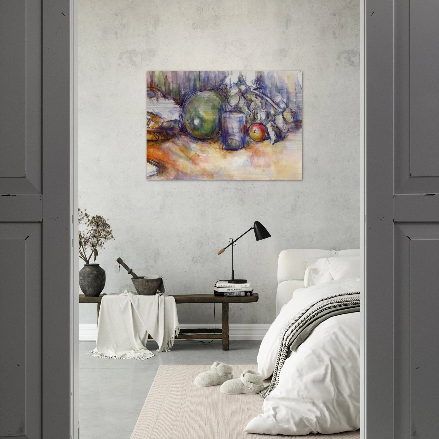 Still Life with Green Melon - Paul Cézanne Brushed Aluminum Print - 70x100 cm / 28x40 inches | Paul Cézanne Aluminum Print | Paul Cézanne Prints