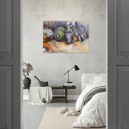 Still Life with Green Melon - Paul Cézanne Brushed Aluminum Print - 70x100 cm / 28x40 inches | Paul Cézanne Aluminum Print | Paul Cézanne Prints