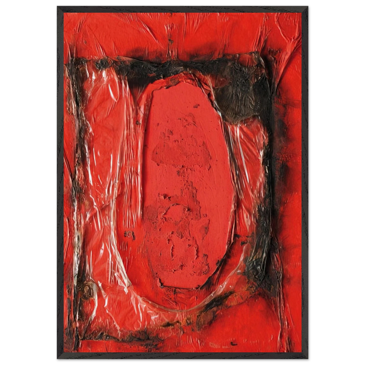 Red Plastic - 1961 - Alberto Burri 70x100 cm / 28x40 inches Framed Art Print – Black Wooden Frame