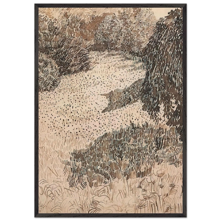 The Corner of the Park - Vincent van Gogh 70x100 cm / 28x40 inches Framed Art Print – Black Wooden Frame