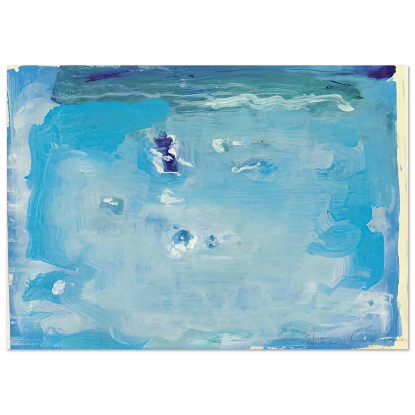 Helen Frankenthaler - Untitled - Color Field Painting, Lyrical Abstraction Wall art - 28x43  cm / XL (11x17 inches) - Premium Wooden Framed Poster With Fine Art Paper - White frame